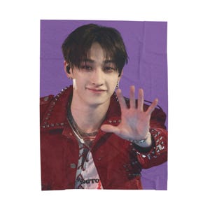 Bang chan, KPOP STRAYKIDS skz Cozy Black and White Blanket, Velveteen Gift For KPOP Music Fan, Birthday Present Gift for Best Friend