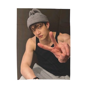 Bangchan, KPOP STRAYKIDS Cozy Black and White Blanket, Velveteen Gift For KPOP Music Fan, Birthday Present Gift for Best Friend