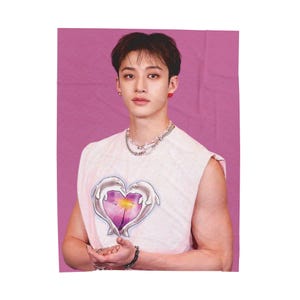 Bang chan, KPOP STRAYKIDS Cozy Black and White Blanket, Velveteen Gift For KPOP Music Fan, Birthday Present Gift for Best Friend