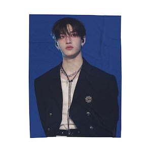 Bang chan, KPOP STRAYKIDS Cozy Black and White Blanket, Velveteen Gift For KPOP Music Fan, Birthday Present Gift for Best Friend