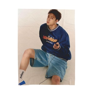 Bangchan, KPOP STRAYKIDS skz Cozy Black and White Blanket, Velveteen Gift For KPOP Music Fan, Birthday Present Gift for Best Friend