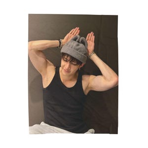 Bangchan, KPOP STRAYKIDS skz Cozy Black and White Blanket, Velveteen Gift For KPOP Music Fan, Birthday Present Gift for Best Friend