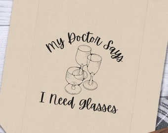 My Doctor Says I Need Glasses Canvas Double Twin Bottle Wine Reusable Tote Carrier Travel Bag Gift