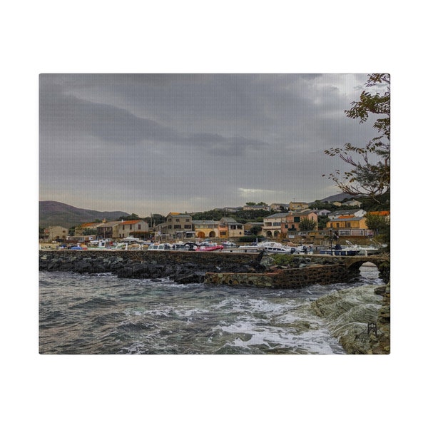 Barcaggio French Village Corsica France Original Photo Artwork Matte Canvas, Stretched, 0.75"