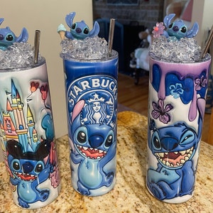 Tumbler, Stitch with Custom Resin Ice top 20oz. Holidays and Birthdays, great gift