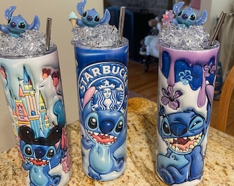 Tumbler, Stitch with Custom Resin Ice top 20oz. Holidays and Birthdays, great gift