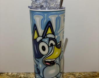 Custom Bluey Tumbler with Resin ice top!