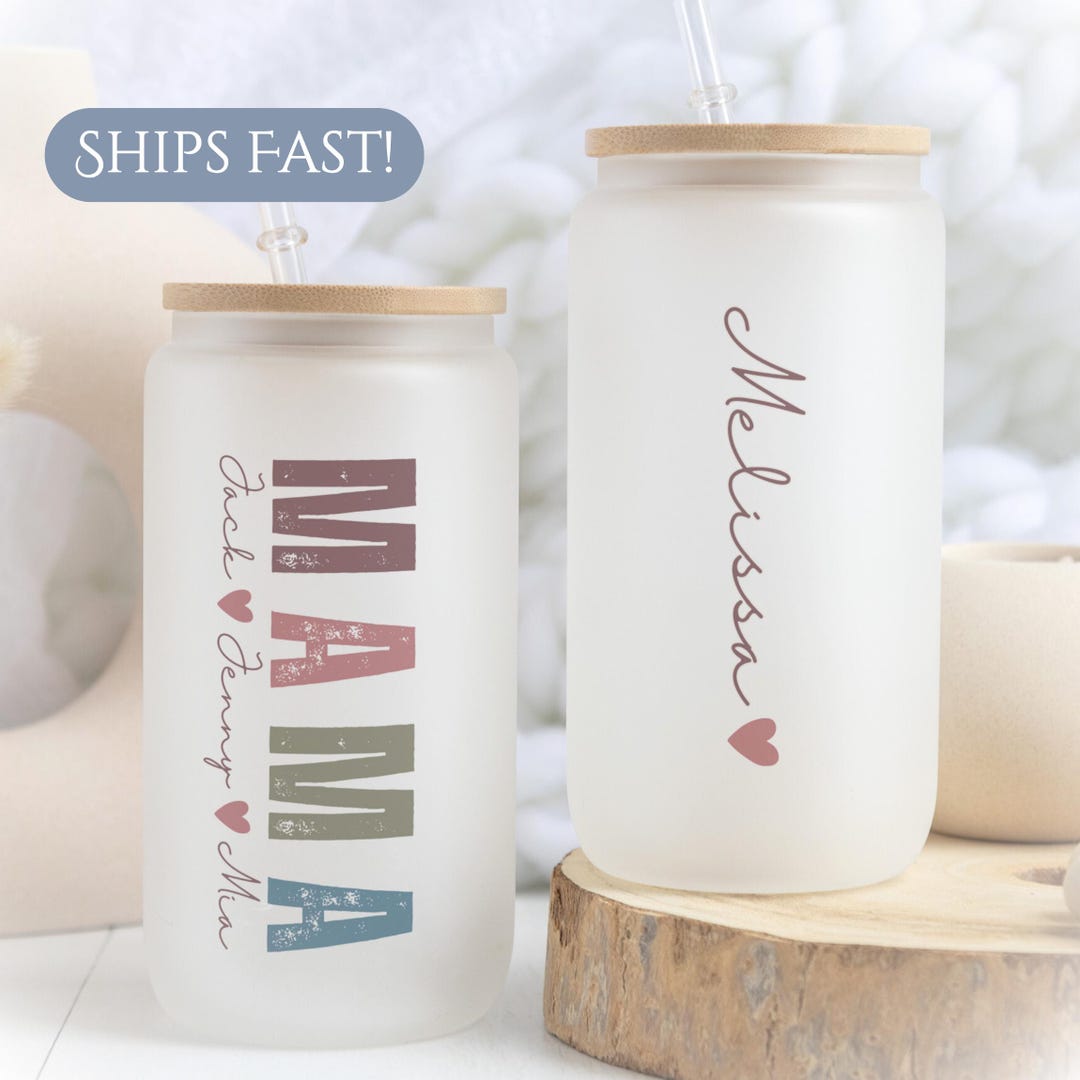 Custom Mama Gift Mama Glass Tumbler Mama Cup Gift Mama Glass Can ...