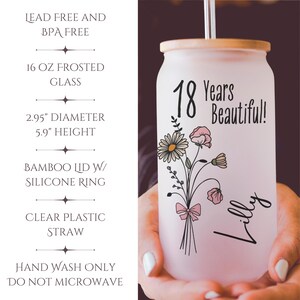 18th Birthday Glass Turning 18 Gift With Birthflower Glass Tumbler 18 ...