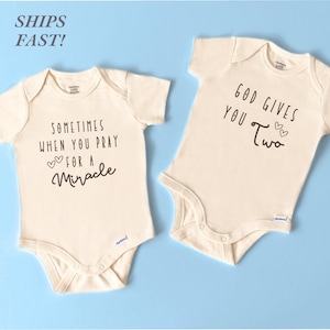Twin Baby Gifts For Parents Twin Newborn ONESIES® Gift For New Mom of Twins Baby Shirt Multiples Cute Prayed for Baby Shower Gift Twins Mom