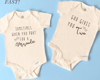 Twin Baby Gifts For Parents Twin Newborn ONESIES® Gift For New Mom of Twins Baby Shirt Multiples Cute Prayed for Baby Shower Gift Twins Mom