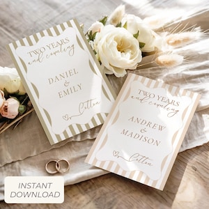 2 Jahre Jubiläumskarte Baumwolle Hochzeit Jahrestagskarte 2 Jahre verheiratet Karte für Frau digitaler Download zweite Jahrestag Karte für Mann