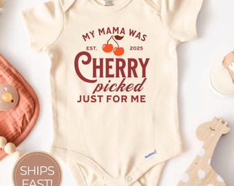 Retro Girl Cherry ONESIES® For Baby Girl Cute Bodysuit Gift For Newborn Cherries Shirt For Mama&#39;s Girl Baby Shower Gift New Mom Gift Idea