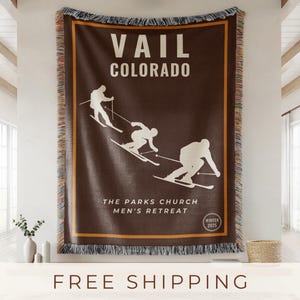 Skier Gift Cotton Throw Blanket Mens Custom Adventurer Gift for Guys Ski Lover Personalized National Park Themed Mountain Cabin Throw