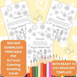 Afdrukbare Moederdag kleurkaarten voor oma met envelop | Kinderactiviteit | 3 varianten (oma, oma, grammy)