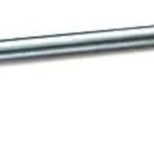 May include: A silver metal tool with a bent handle and a hook on the end. The tool is used for removing or installing tire valve stems.