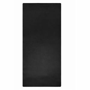 May include: A solid black rectangular object, possibly a mat or fabric, against a white background. The object has a smooth, matte surface and a simple, minimalist design. The shape is a long rectangle.