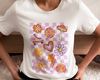 Linda camisa retrô dourada - lilás