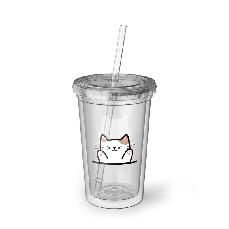 Vaso Acrílico Estampado Gato imagen 3