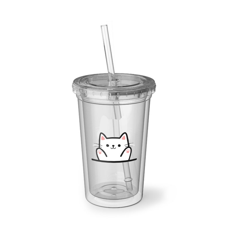 Vaso Acrílico Estampado Gato imagen 1