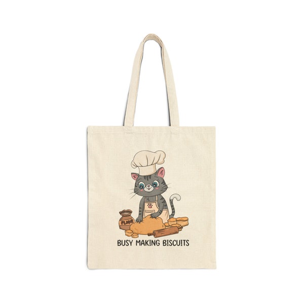 Cat Tote Bag Gift Making Biscuits Tote Gift for Cat Lover Cat Mom Tote Cartoon Cute Fun Bag for School Gift for Animal Lover
