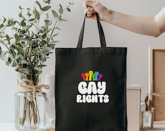 Gay Rights Tote Bag: Pride Month Cotton Canvas Bookbag