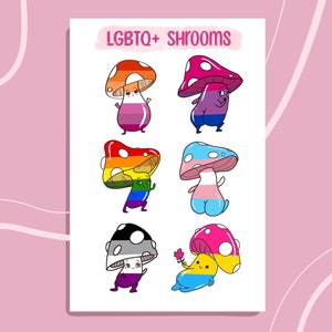 Mushroom Sticker for mushroom lover sticker pride flag sticker sheet rainbow water bottle sticker gay mushroom