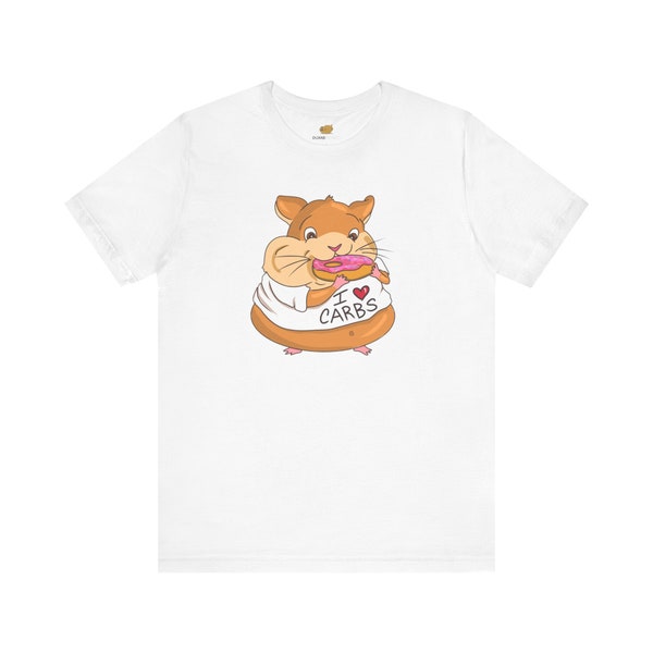 I Love Carbs TShirt Hamster Shirt Foodie Graphic Tee Donut Lover T-shirt Graphic Tee Lover Gift for Friend Funny Cartoon T-shirt