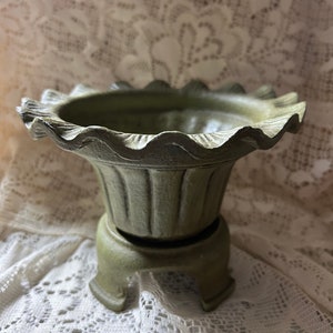 Heavy Green Metal Jardiniere Vintage Great Condition