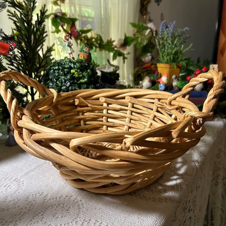 Handmade Wicker Woven Basket bamboo 13x13 Great for Storage,picking Flowers,veggies,blankets or