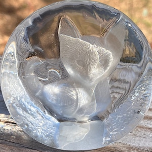 Vintage Katzen Kristall Briefbeschwerer