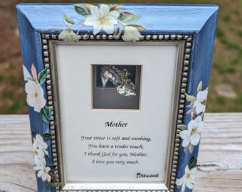 Beautiful Blue Floral Musical Mother's Frame Playing "All I Ask" Just in Time For Mother's Day