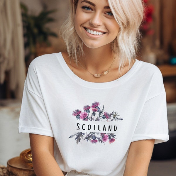 Scotland Thistle T Shirt, Scotland Gifts and Souvenirs, Scotland Clothing, Scotland T Shirt, Scotland Memorabilia