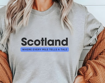 Schotland waar elke mijl een verhaal vertelt, Schotland souvenir en geschenken, Schotland Unisex T-shirt, Schotse memorabilia