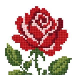 Patrón de punto de cruz de rosa roja: Gráfico de bordado folclórico tradicional (descarga en PDF)