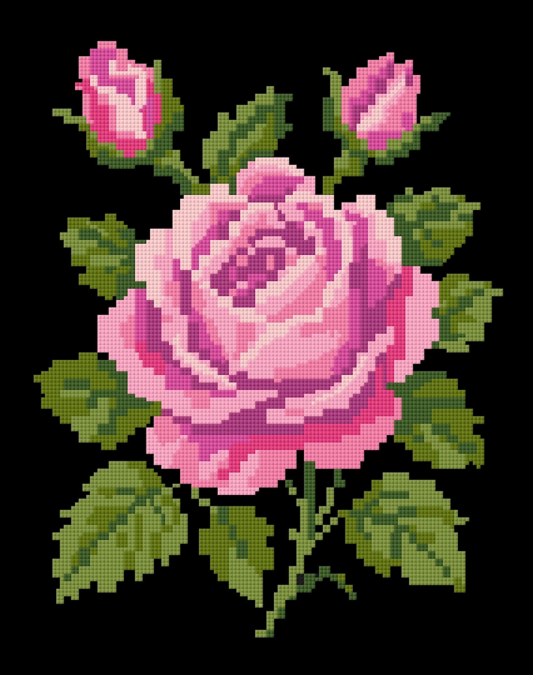 Pink Rose Cross Stitch Pattern PDF Floral Embroidery Design Vintage ...