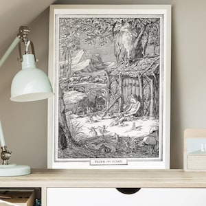 Peter Pan Illustration Peter and Wendy Tinkerbell Wall Hanging J M Barrie Peter Pan Poster Vintage Literary Poster Vintage Print