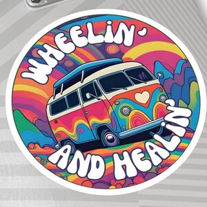 Psychedelic Hippy Van Life Waterproof Sticker Mental Health Sticker Trippy Road Trip Sticker