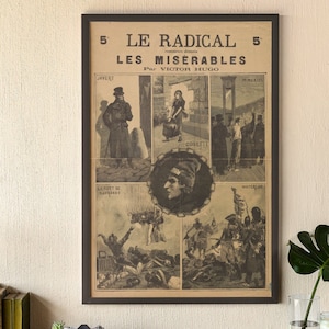 Les Miserables Poster Victor Hugo Vintage Print Poster Literary Wall Hanging Les Miserables Decor Les Mis Poster Victorian French Revolution