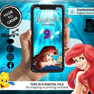 Little Mermaid Birthday Video Invitation, Ariel Custom Digital Invitation, Mermaid Animated Invitation, Personalized Invitation, Princess