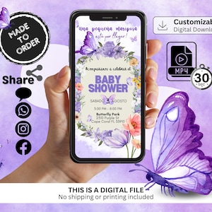 Purple Butterfly Baby Shower Video Invitation (Digital Download)