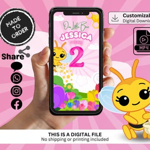 Little Bee Plim Plim Birthday Video Invitation, Little Bee Custom Digital Invitation, Baby Bee Animated Invitation, Personalized Invitation