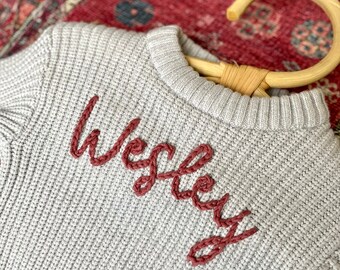 Personalized Baby Sweater, Baby Shower Gift, Hand Embroidered Baby Name Sweater, Custom Baby Sweater with Name, Welcome Baby Gift