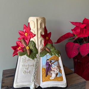 Vintage Atlantic Mold Ceramic Nativity Scene - &quot;Behold the Lamb of God&quot;