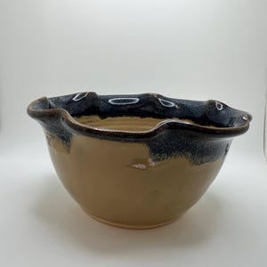 Vintage Kings Pottery Seagrove NC Fluted Bowl - Hand Thrown Scalloped Drip Glaze Stoneware