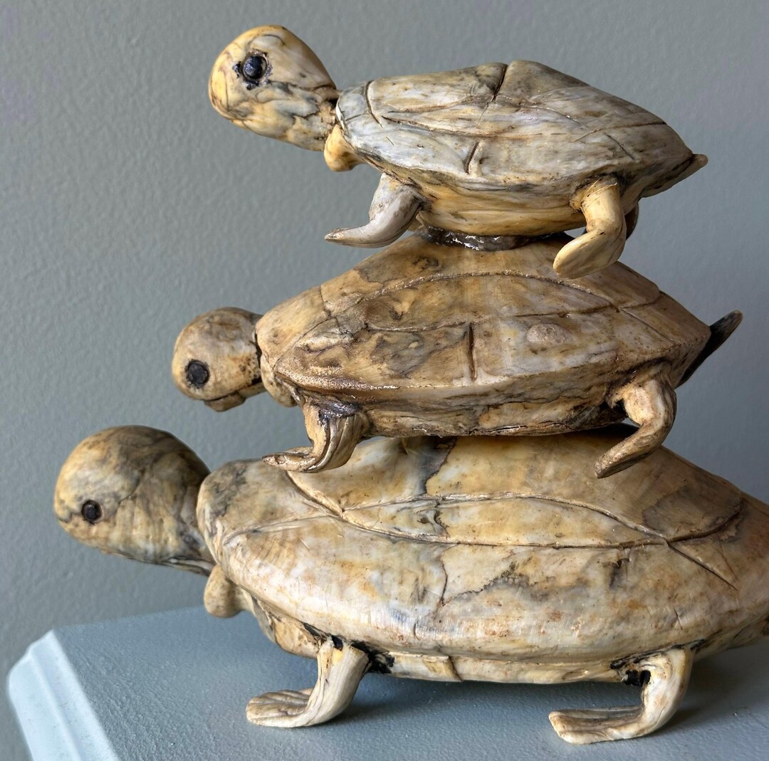 Vintage Stacked Turtle Sculpture - Folk Art, Mid-century, Possible ...