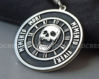 Memento Mori, Memento Vivere, Tempus Fugit, Necklace,Stoic Necklace, Memento Mori Pendant, Memento Vivere Pendants, Gifts