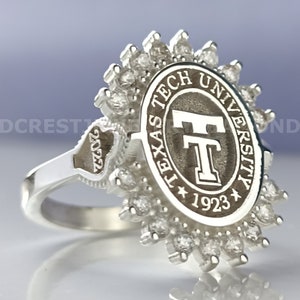 Personalized College Class Ring: Sterling Silver, Custom Logo