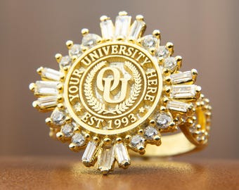 Personalized University Class Ring, Alumni Gift, College Ring