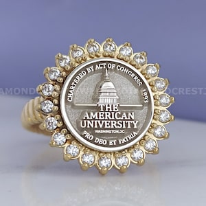 Gold University Ring, Gold College Ring, Graduation Gift, Class Rings, Senior Class Ring, College Class Ring, School Ring, High School Ring,